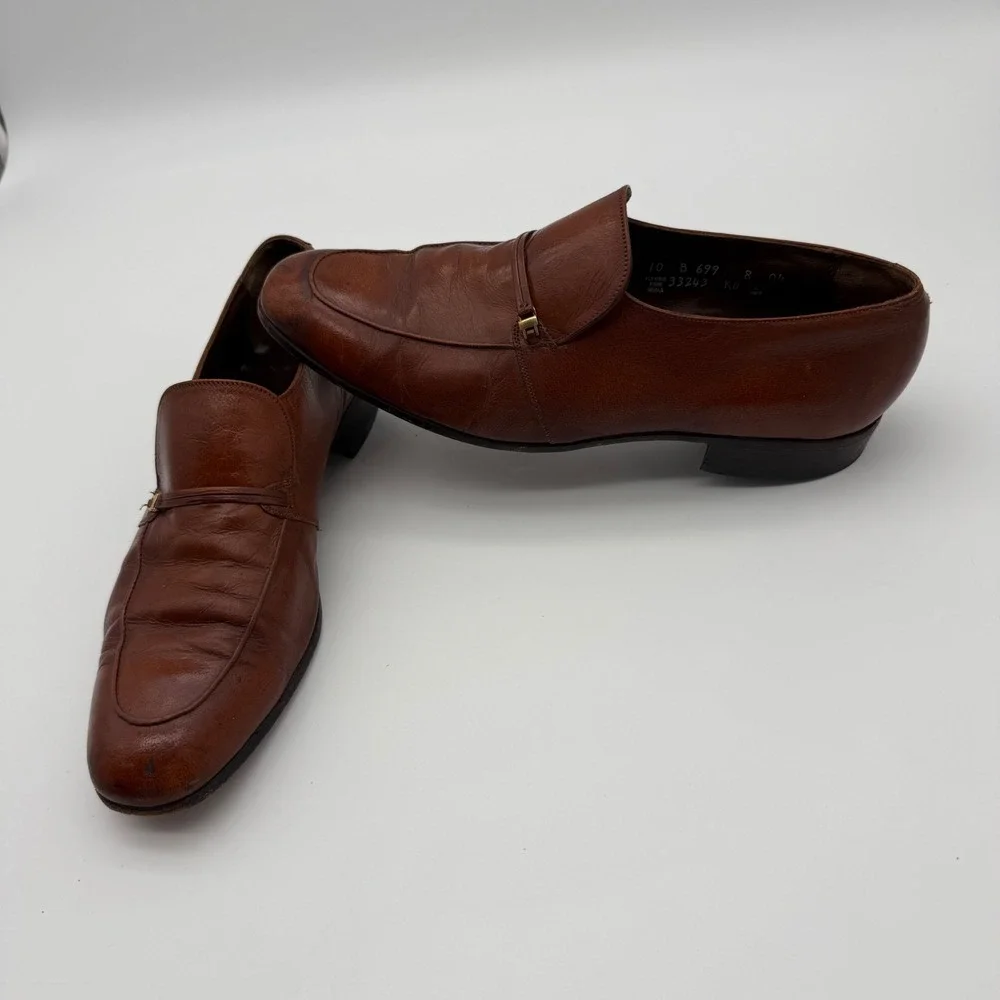 Florsheim Men's Brown Leather Loafers Size 10B Narrow Slip-On Dress Shoes